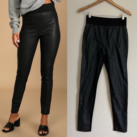 NWOT Party in the Front Black Vegan Leather Leggings - Picture 1 of 5